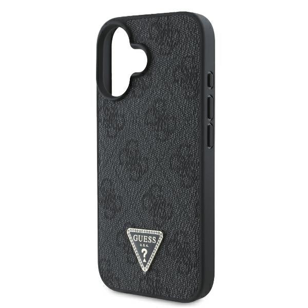 Guess iPhone 16 - Leather Metal Logo Strass Crossbody - Θήκη με Επένδυση Συνθετικού Δέρματος και Λουράκι - Black - GUHCP16SP4TDSCPK
