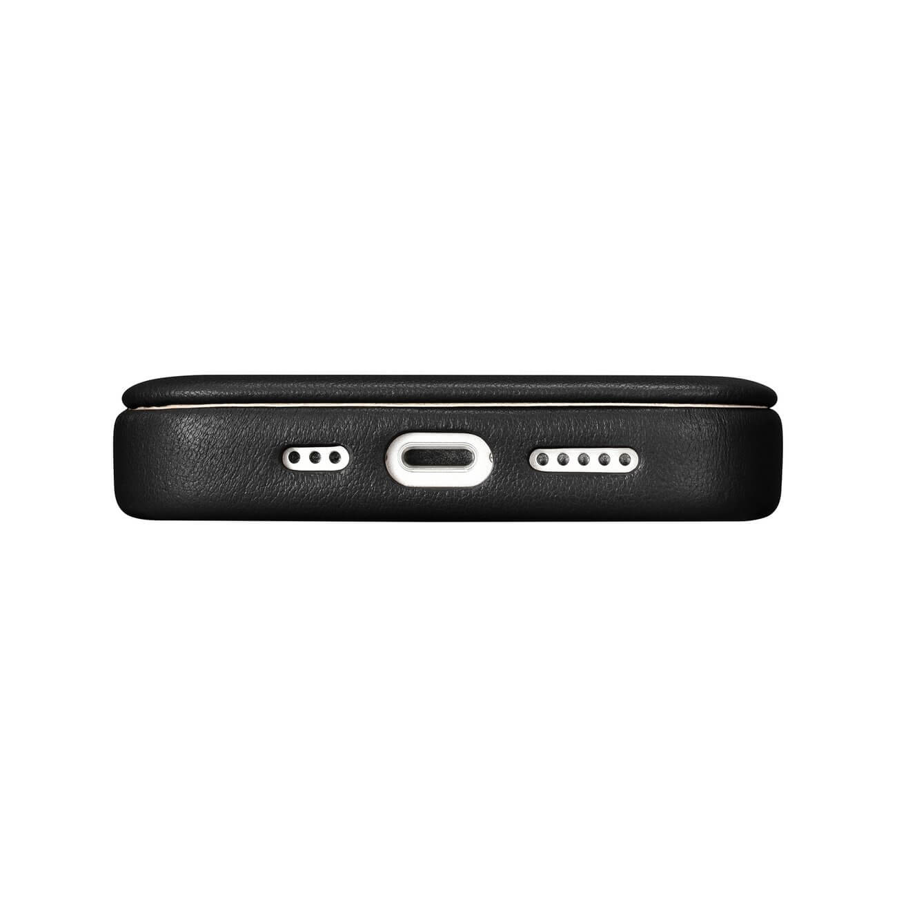 iCarer iPhone 14 Pro CE Premium Leather Folio Θήκη Βιβλίο από Γνήσιο Δέρμα με MagSafe - Black