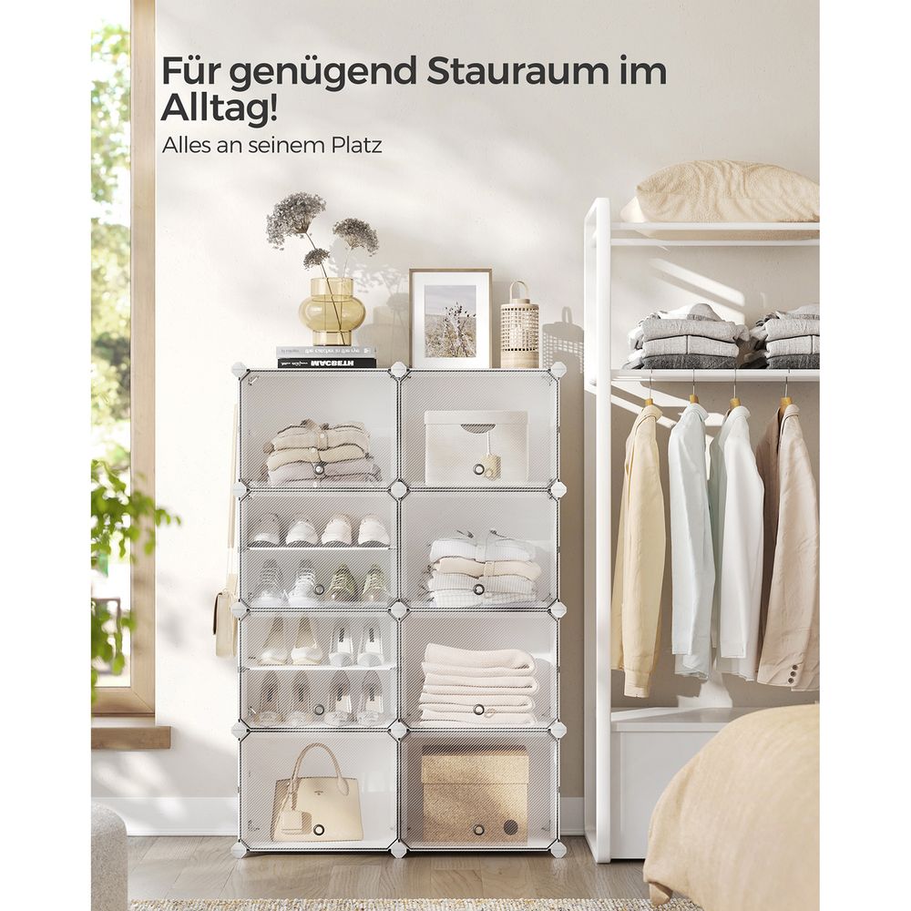 Songmics Πλαστική Παπουτσοθήκη με 8 Ράφια - White - LPC034YCWZ02