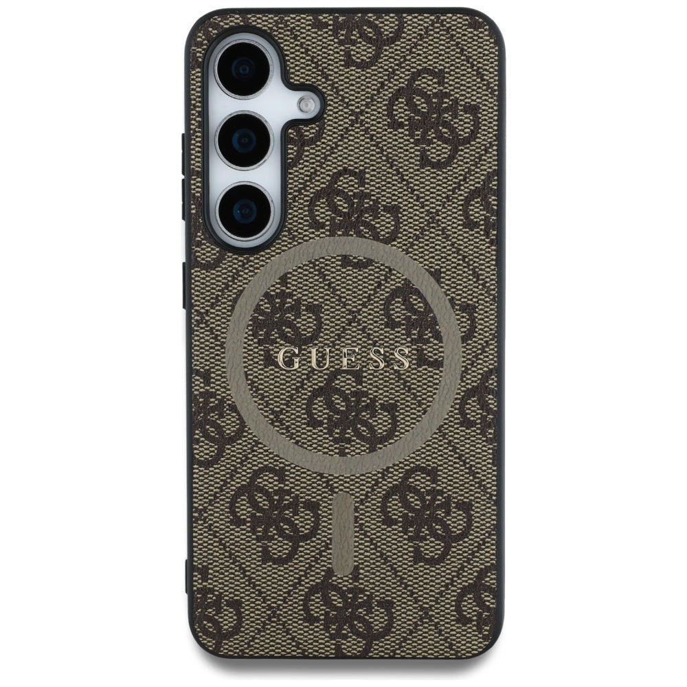 Guess Samsung Galaxy S25 - Leather 4G Colored Ring Classic Logo - MagSafe Θήκη με Επένδυση Συνθετικού Δέρματος - Brown - GUHMS25SG4GFRW