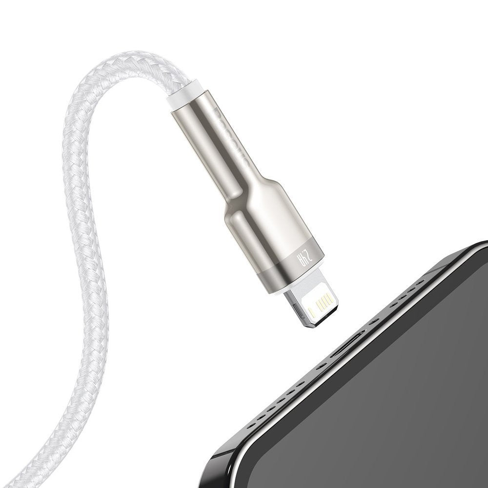 Baseus Cafule Metal Cable Lightning 2.4A - Καλώδιο Δεδομένων και Φόρτισης Lightning 2M - White - CALJK - B02