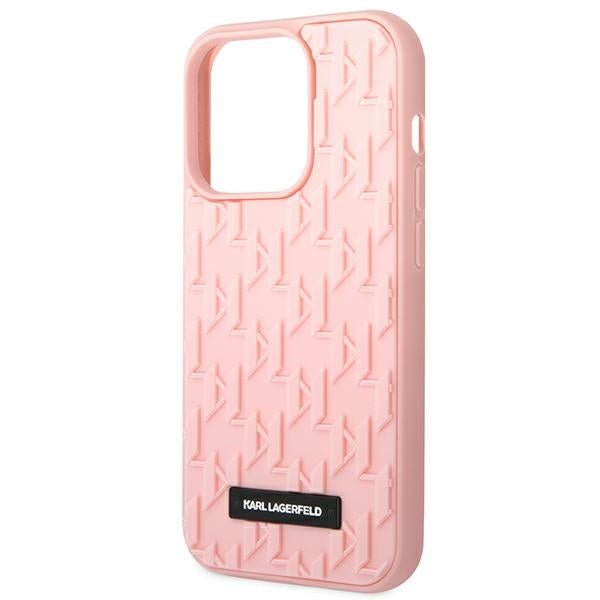 Karl Lagerfeld iPhone 14 Pro Max - 3D Monogram Σκληρή Θήκη με Πλαίσιο Σιλικόνης - Pink - KLHCP14XRUPKLPP