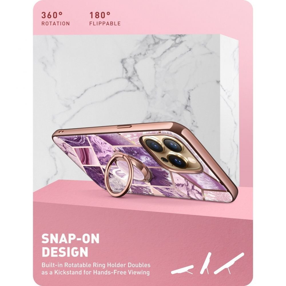 i - Blason iPhone 13 Pro IBLSN Cosmo Snap Σκληρή Θήκη με Δαχτυλίδι Συγκράτησης - Marble Purple