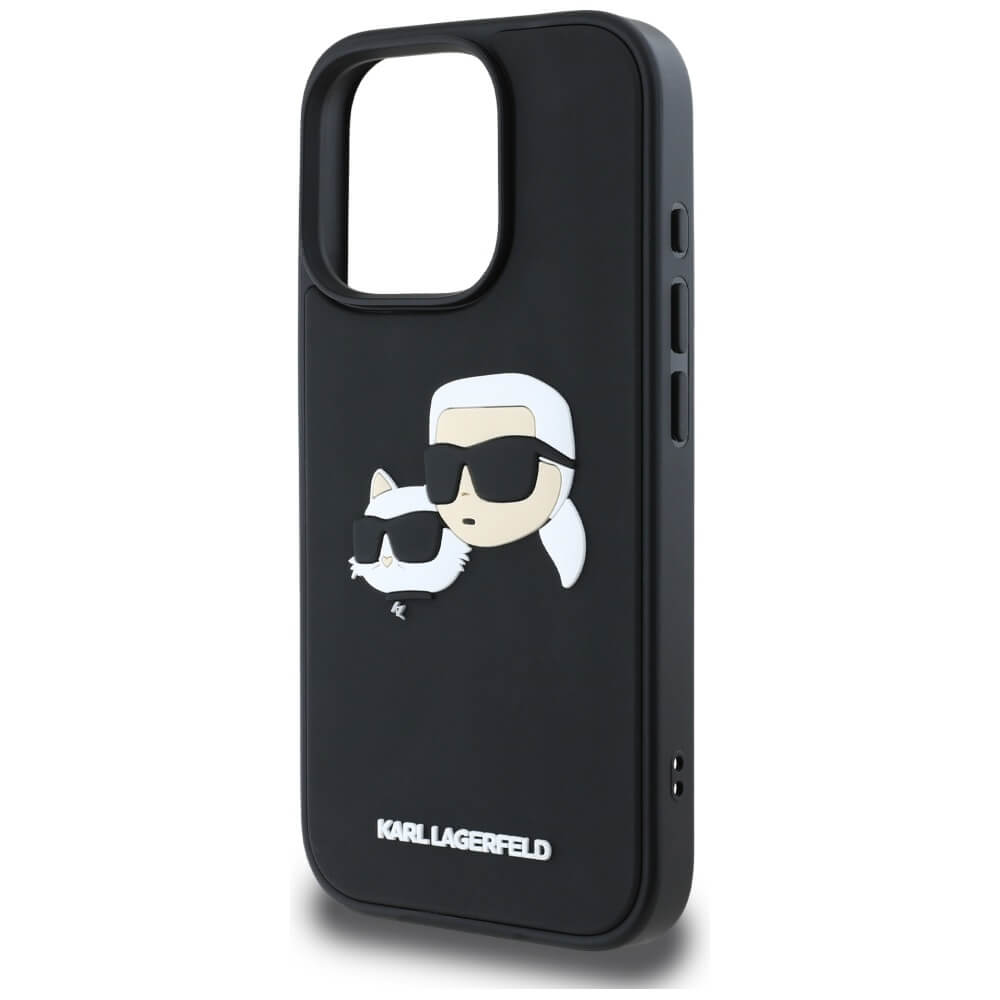 Karl Lagerfeld iPhone 16 Pro Max - HC 3D Rubber Double Heads - Σκληρή Θήκη με Πλαίσιο Σιλικόνης - Black - KLHCP16XRBCKCHLK