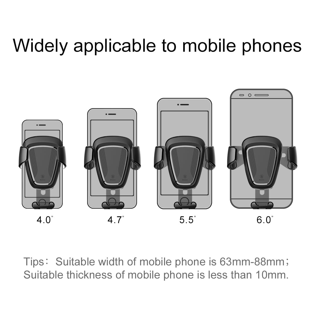 Baseus Gravity Car Air Vent Mobile Holder - Universal Βάση Αυτοκινήτου Αεραγωγού - Black - SUYL - 01