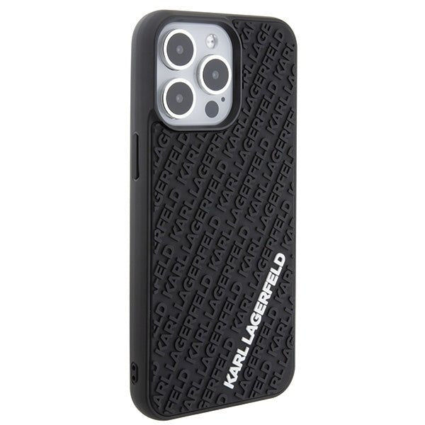 Karl Lagerfeld iPhone 15 Pro Max - 3D Rubber Multi Logo Σκληρή Θήκη με Πλαίσιο Σιλικόνης - Black - KLHCP15X3DMKRLK