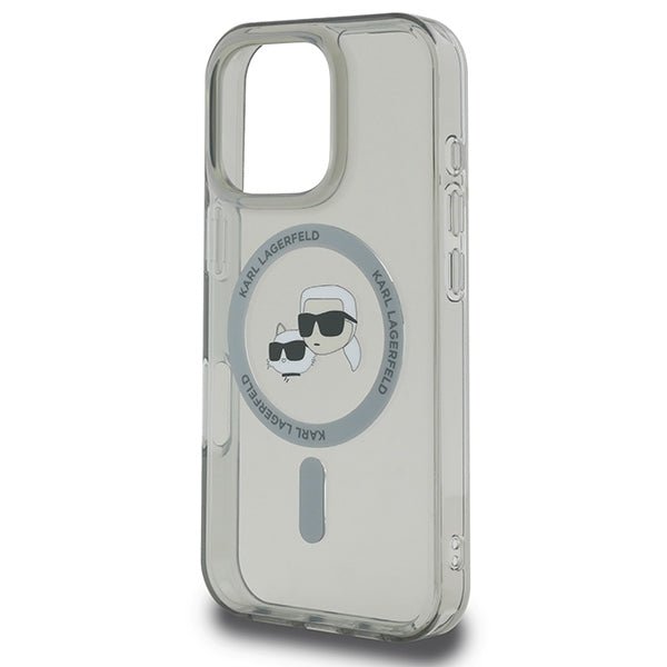 Karl Lagerfeld iPhone 16 Pro Max - IML Metal Karl and Choupette Head - Σκληρή Θήκη με Πλαίσιο Σιλικόνης και MagSafe - Black - KLHMP16XHLSKCK