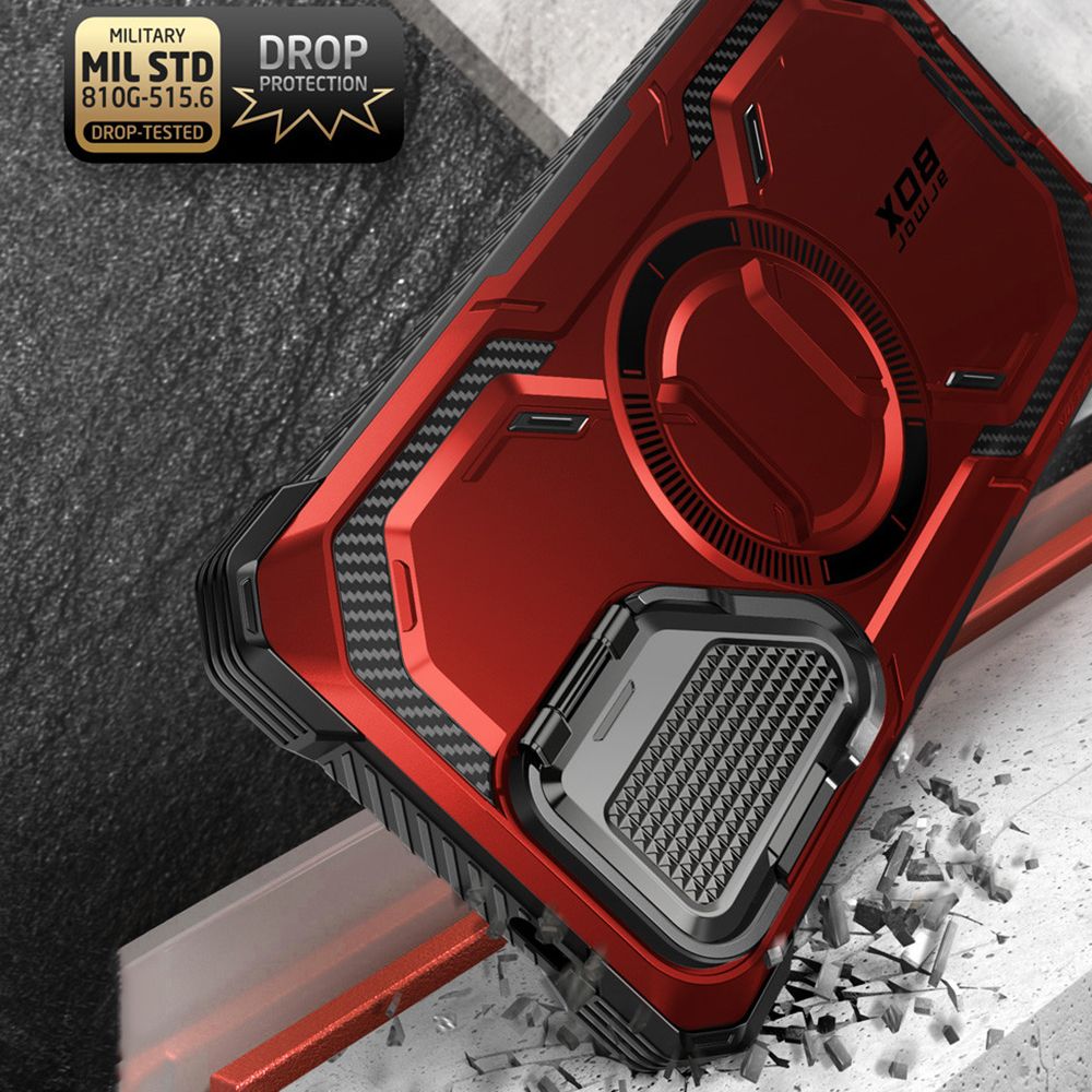 Supcase Samsung Galaxy S24 Ultra Armorbox Magsafe Σκληρή Θήκη με Προστασία Οθόνης και Κάλυμμα Κάμερας / Stand - Red
