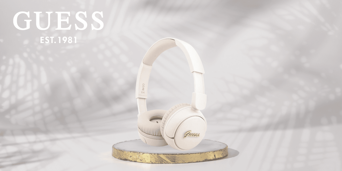 Guess Over - Ear Metal Logo Script - Ασύρματα Bluetooth Ακουστικά - Beige