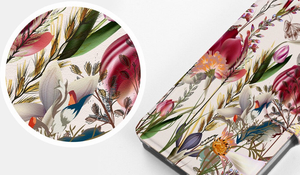 Mobiwear iPhone 13 Pro Max Θήκη Βιβλίο Slim Flip - Design Vintage Flowers - MP01S