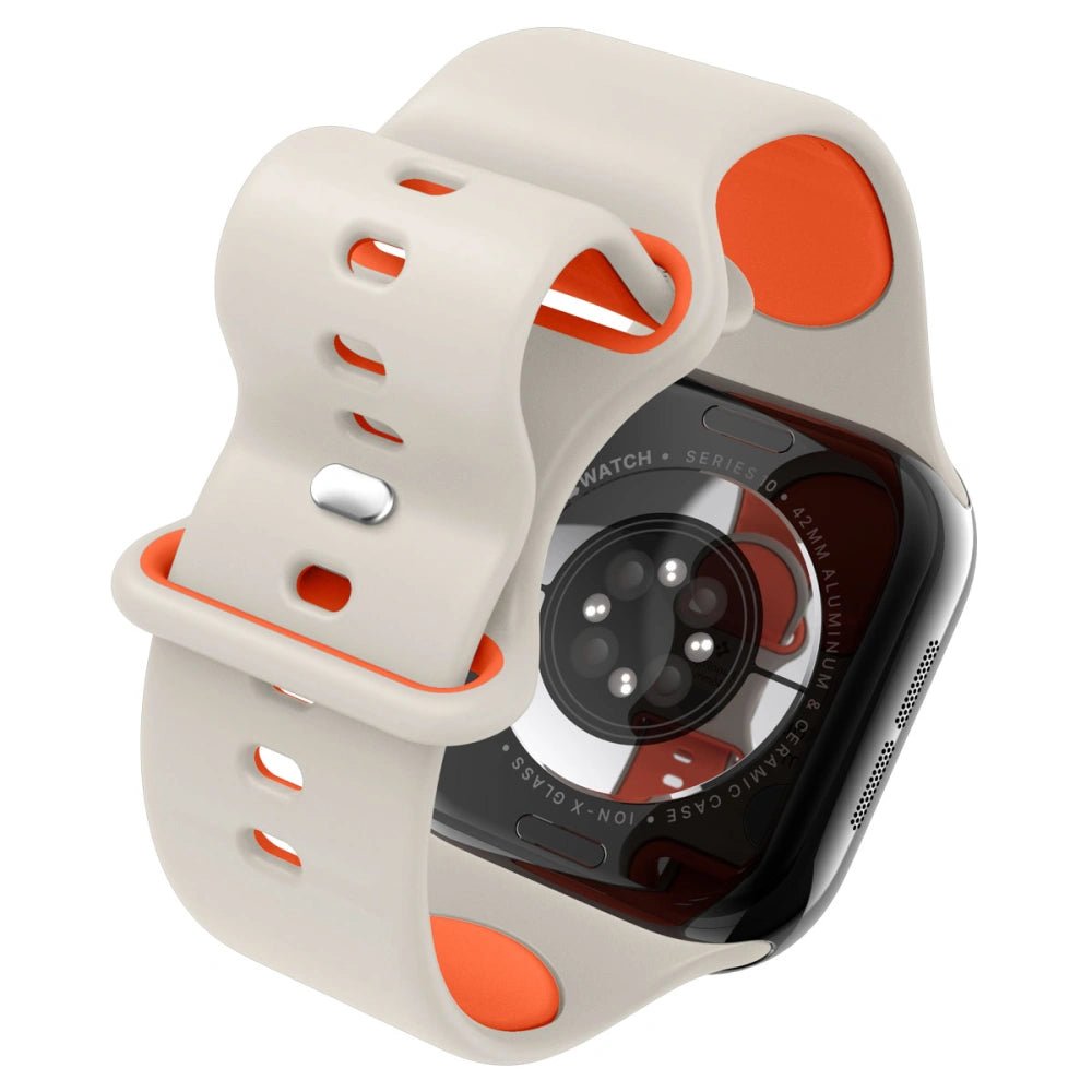 Spigen Λουράκι Apple Watch 8/9/10/11 - SE (1/2/3) - 40/41/42mm Nano Pop Σιλικόνης - Orange / Beige