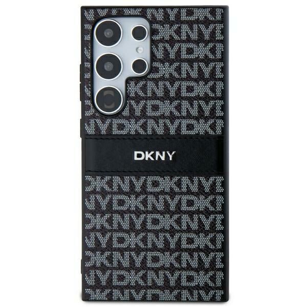 DKNY Samsung Galaxy S24 Ultra - Mono Stripe and Metal Logo Σκληρή Θήκη με Επένδυση Συνθετικού Δέρματος - Black