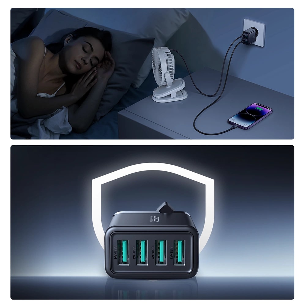 JOYROOM Οικιακός Φορτιστής με 4 Θύρες USB 24W 4.8A - Black - JR - TCN03