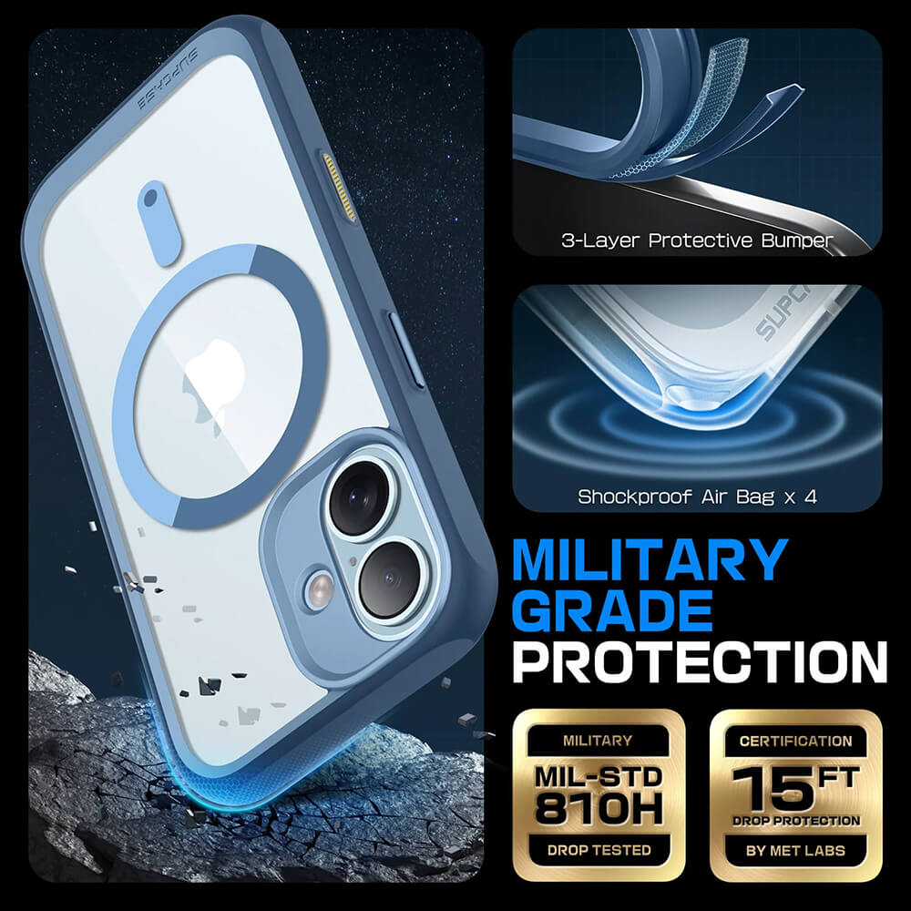 Supcase iPhone 16 - Unicorn Beetle Slim Clear MagSafe Σκληρή Θήκη - Azure