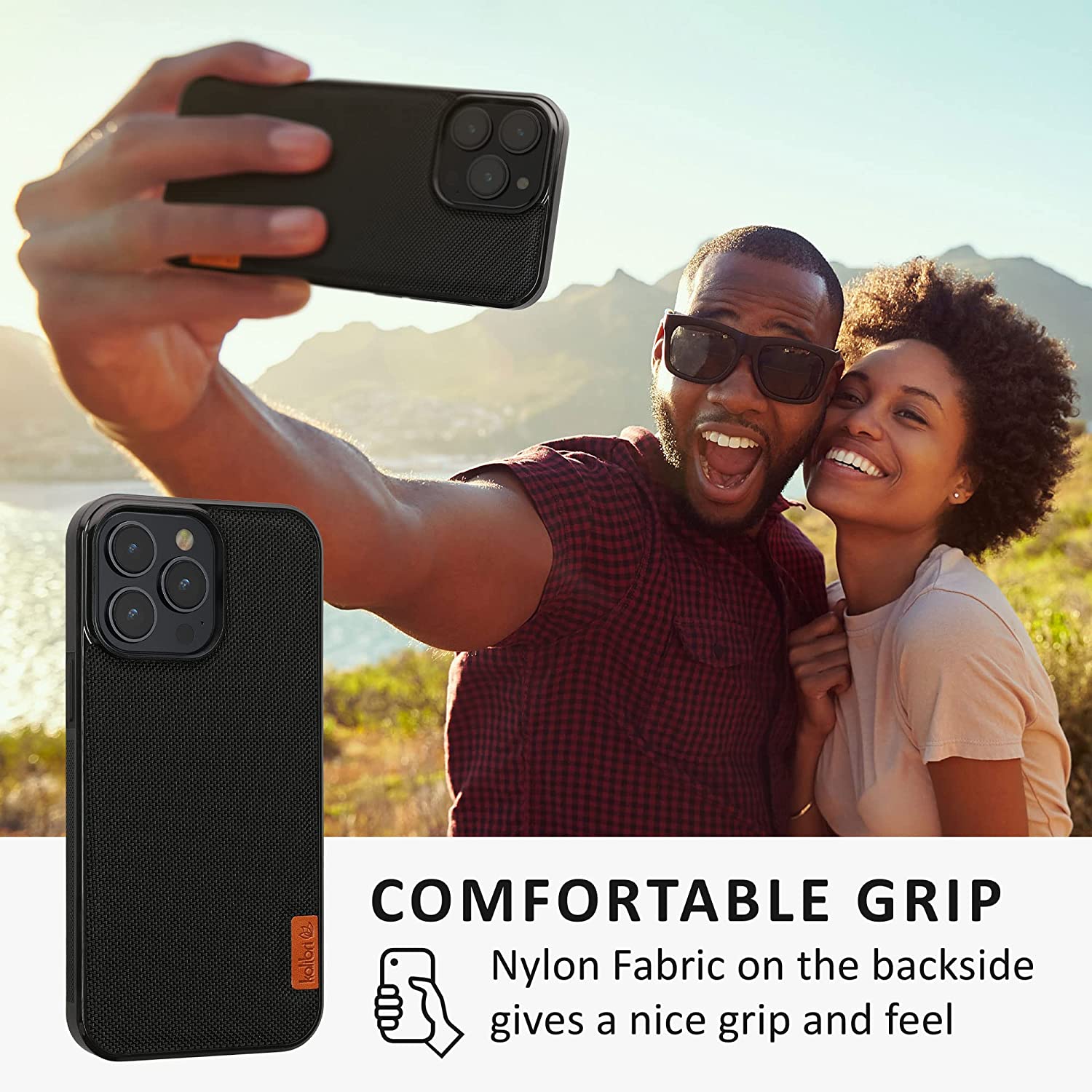 Kalibri iPhone 14 Pro Max Nylon Fiber Σκληρή Θήκη με Πλαίσιο Σιλικόνης - Black - 60536.01