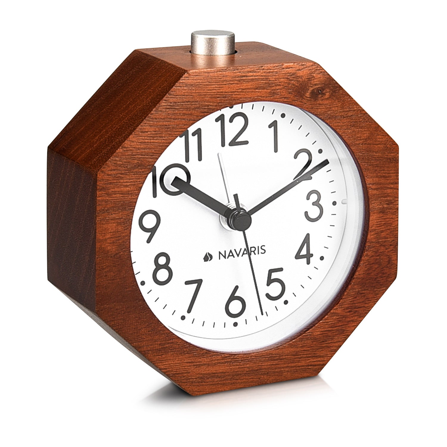 Navaris Analogue Wood Alarm Clock Design Honeycomb - Αναλογικό Επιτραπέζιο Ρολόι και Ξυπνητήρι - Dark Brown - 43904