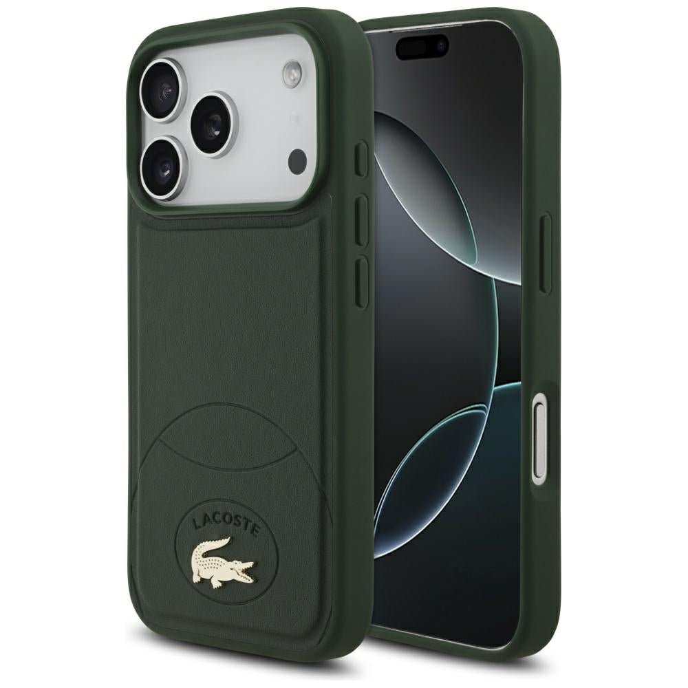 Lacoste iPhone 17 Pro - Bliss MagSafe - Σκληρή Θήκη με Πλαίσιο Σιλικόνης και Επένδυση Οικολογικού Δέρματος - Green