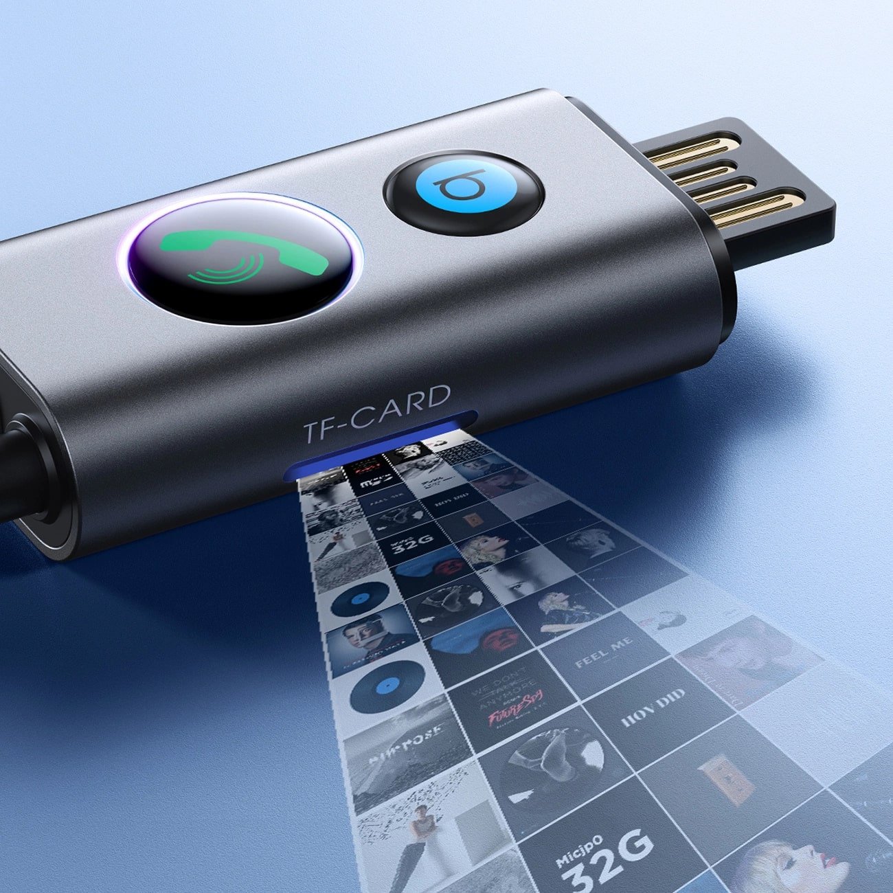 Joyroom JR - CB7 Bluetooth AUX Receiver για Αναπαραγωγή Μουσικής / Κλήσεις στο Αυτοκίνητο - Grey