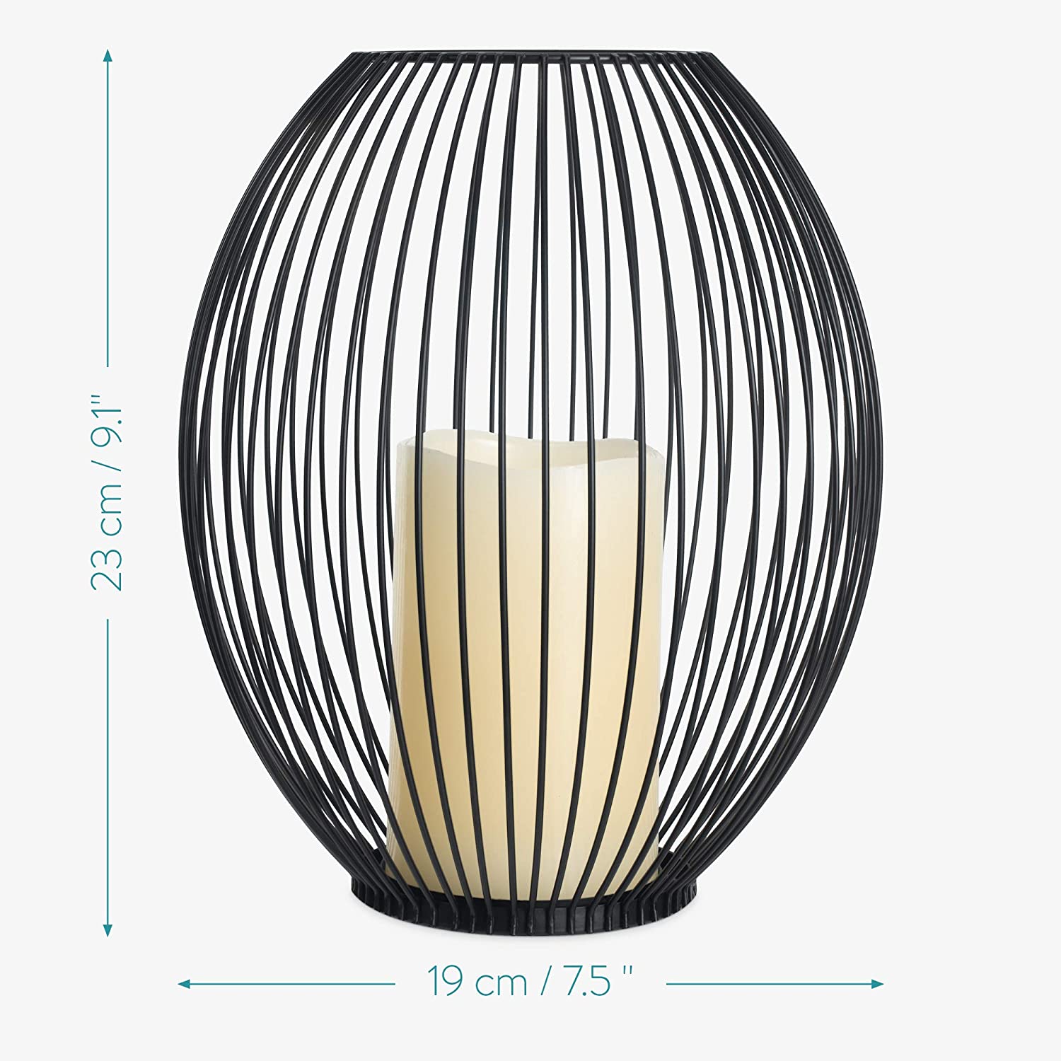 Navaris Μεταλλική Βάση με Κερί LED και τηλεχειριστήριο - Large - Black - 53306.03.01