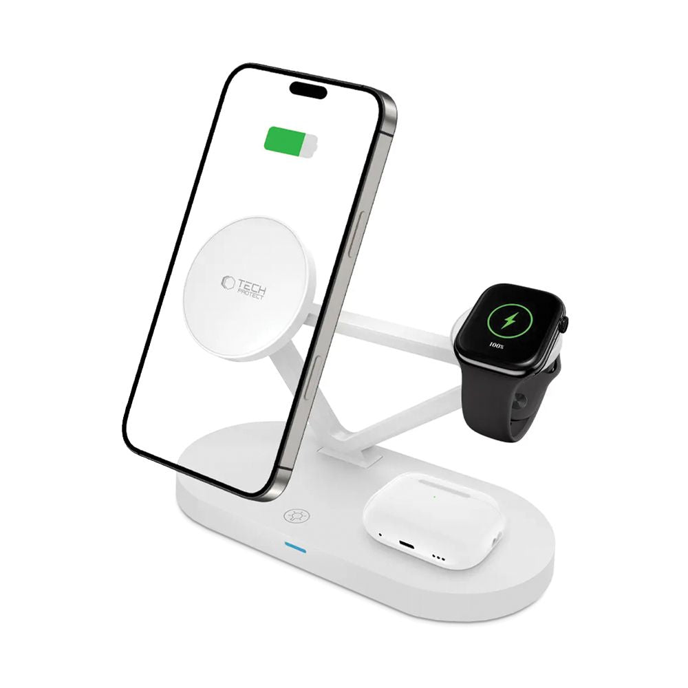 Tech - Protect QI15W - A41 3in1 Ασύρματος Μαγνητικός Φορτιστής MagSafe - White
