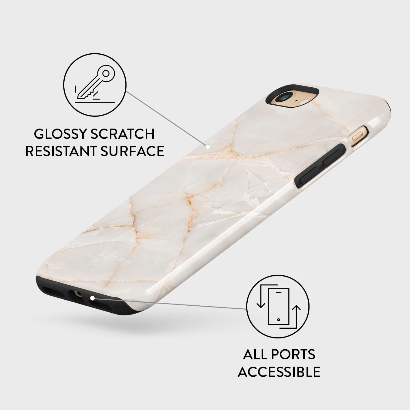 Burga iPhone SE 2022 / SE 2020 / 7 / 8 Fashion Tough Σκληρή Θήκη - Vanilla Sand