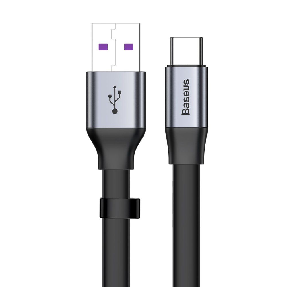 Baseus Simple Flat Cable Type - C 5A 40W - Καλώδιο Γρήγορης Φόρτισης Type - C - 0.23m - Grey - CATMBJ - BG1