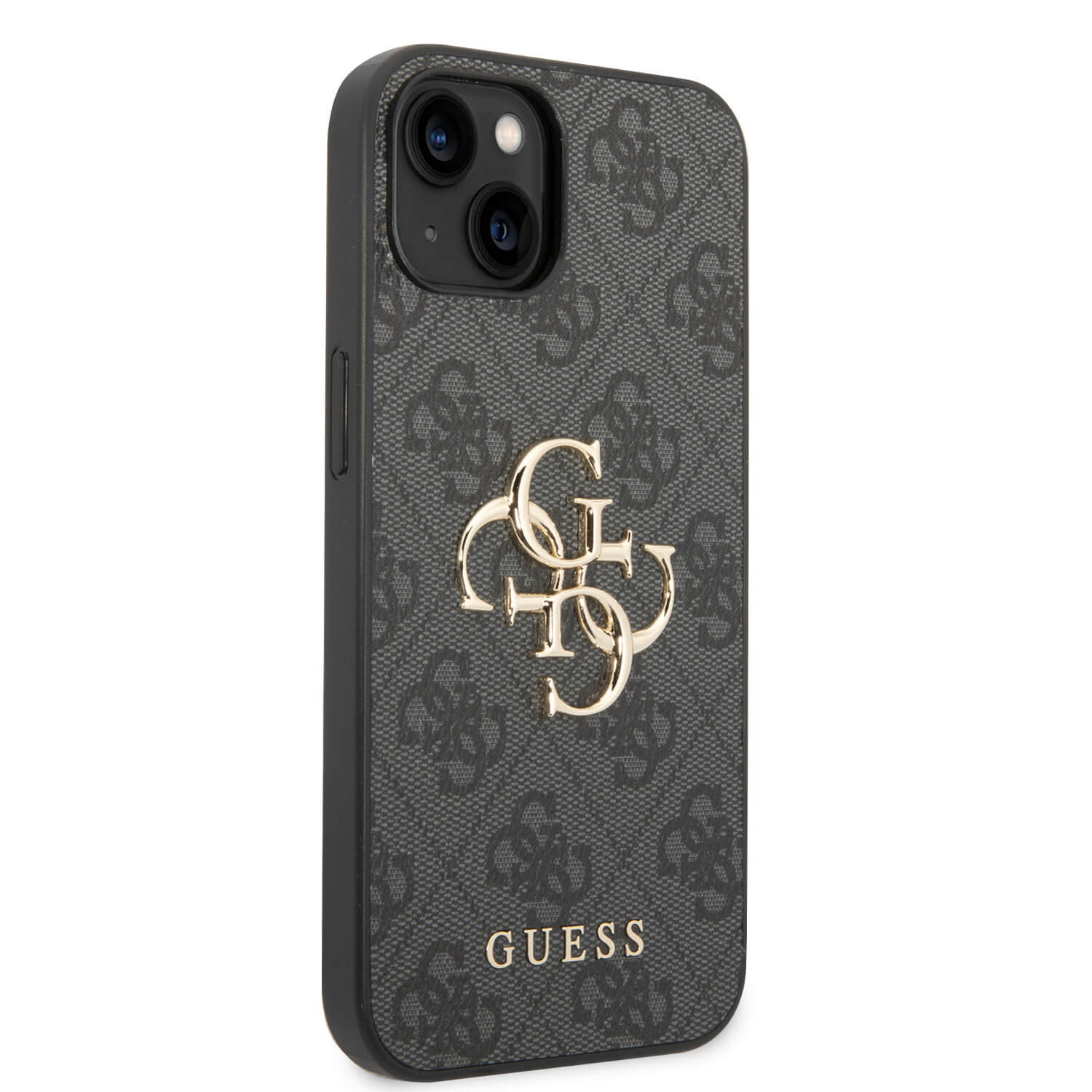 Guess iPhone 15 / 14 / 13 - 4G Big Metal Logo Θήκη με Επένδυση Συνθετικού Δέρματος - Black - GUHCP15S4GMGGR