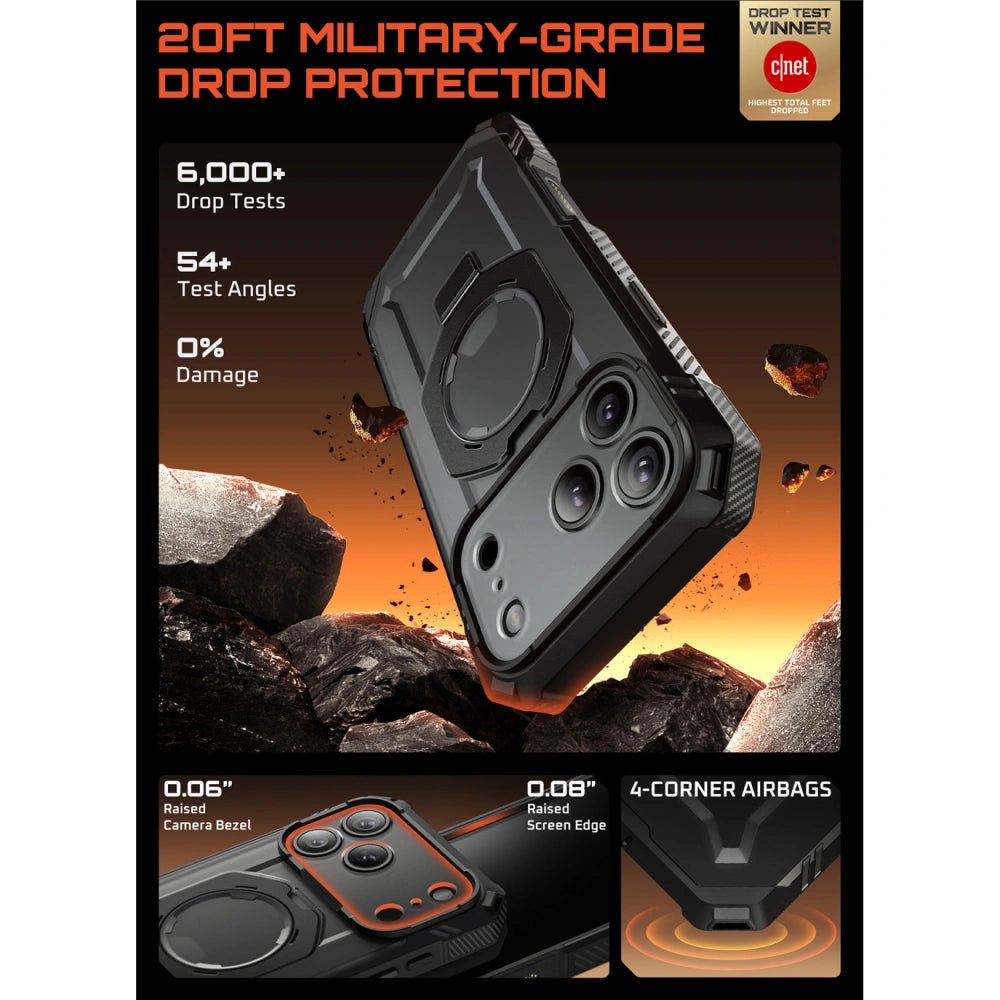 Supcase iPhone 17 Pro - UB Grip Pro Mag - Σκληρή Θήκη με Προστασία Οθόνης και MagSafe / Stand - Black