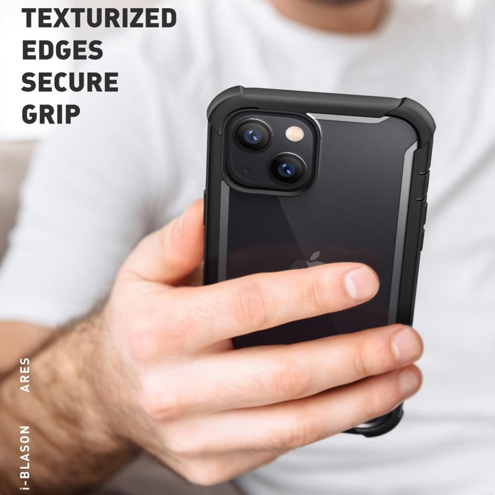 i - Blason iPhone 13 / iPhone 14 Ares Σκληρή Θήκη με Πλαίσιο Σιλικόνης και Προστασία Οθόνης - Black