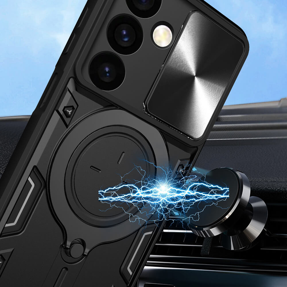 Techsuit Samsung Galaxy A16 4G / A16 5G - CamGuard Pro - Σκληρή Θήκη με Προστασία Καμερών και Δαχτυλίδι Συγκράτησης - Black