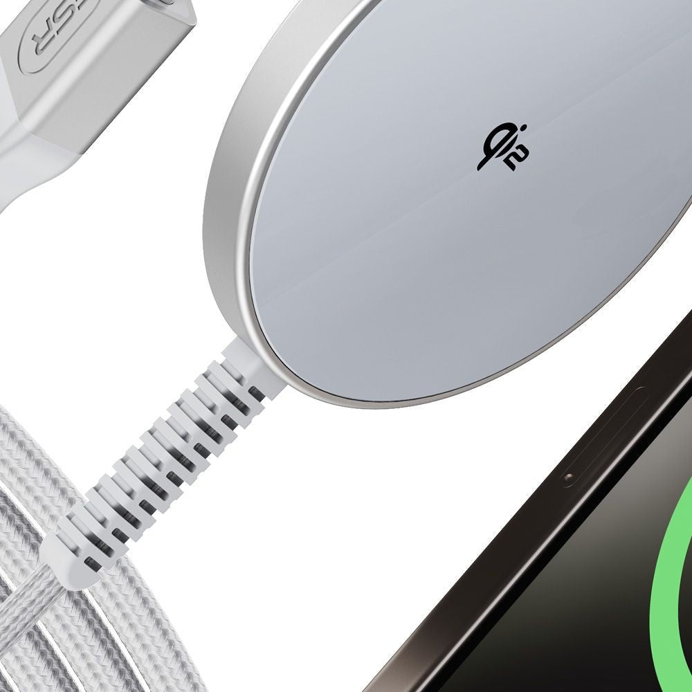ESR HaloLock QI2 Mini Ασύρματος Φορτιστής MagSafe με Καλώδιο Type - C 15W - Silver
