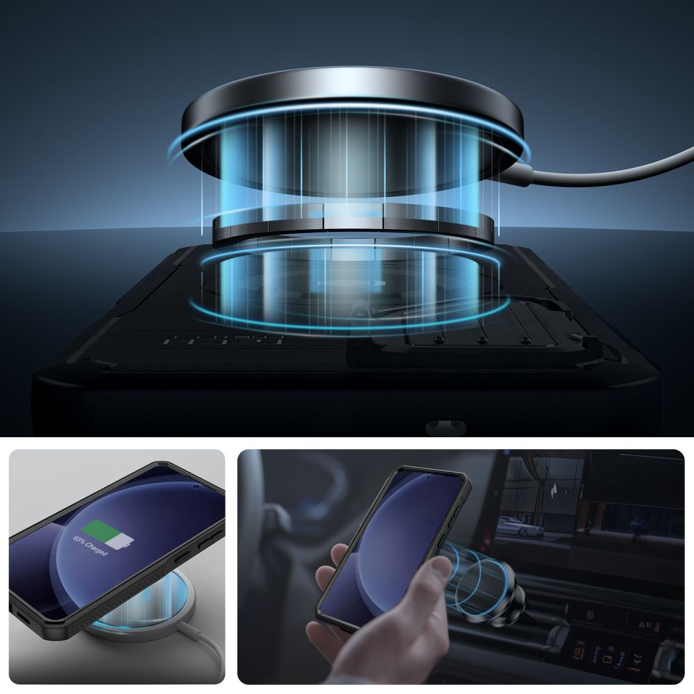 Tech - Protect Samsung Galaxy S25 Kevlar MagSafe+ Σκληρή Θήκη με Προστασία για την Οθόνη / την Κάμερα και Stand - Black