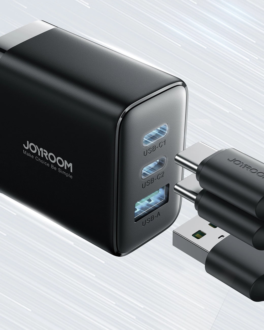 JOYROOM JR - TCF10 32W Οικιακός Φορτιστής Γρήγορης Φόρτισης με 2 Θύρες Type - C και 1 Θύρα USB - Black