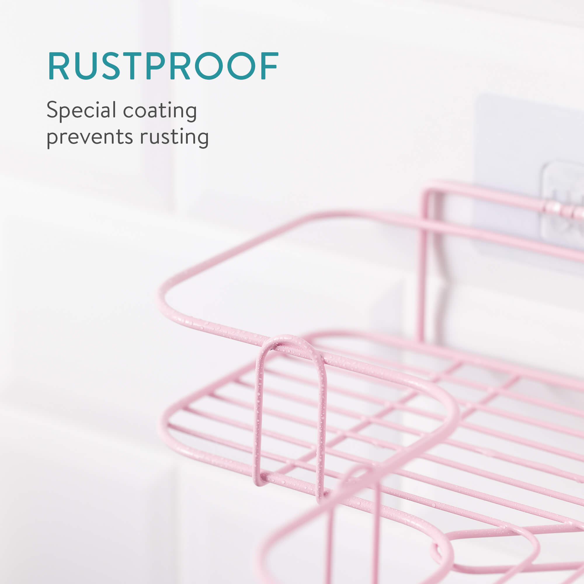 Navaris Σετ με 2 Μεταλλικά Ράφια Ντουζιέρας - Pink - 57098.08