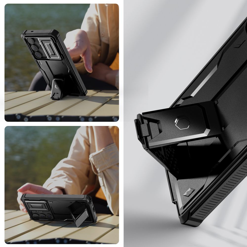 Tech - Protect Samsung Galaxy S25 Ultra - Kevlar Cam+ Θήκη 360 Full Body με Προστασία για την Οθόνη και την Κάμερα και Stand - Black