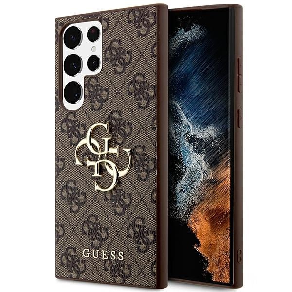 Guess Samsung Galaxy S24 Ultra - 4G Big Metal Logo Θήκη με Επένδυση Συνθετικού Δέρματος - Brown - GUHCS24L4GMGBR
