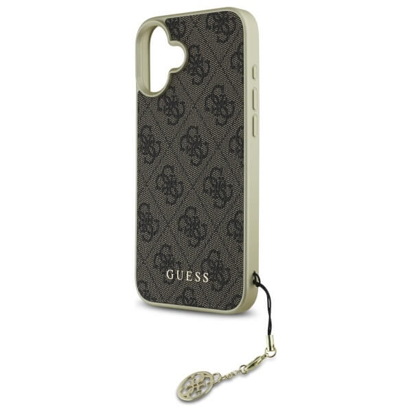 Guess iPhone 16 - 4G Charms Collection - Θήκη με Επένδυση Συνθετικού Δέρματος - Brown - GUHCP16SGF4GBR