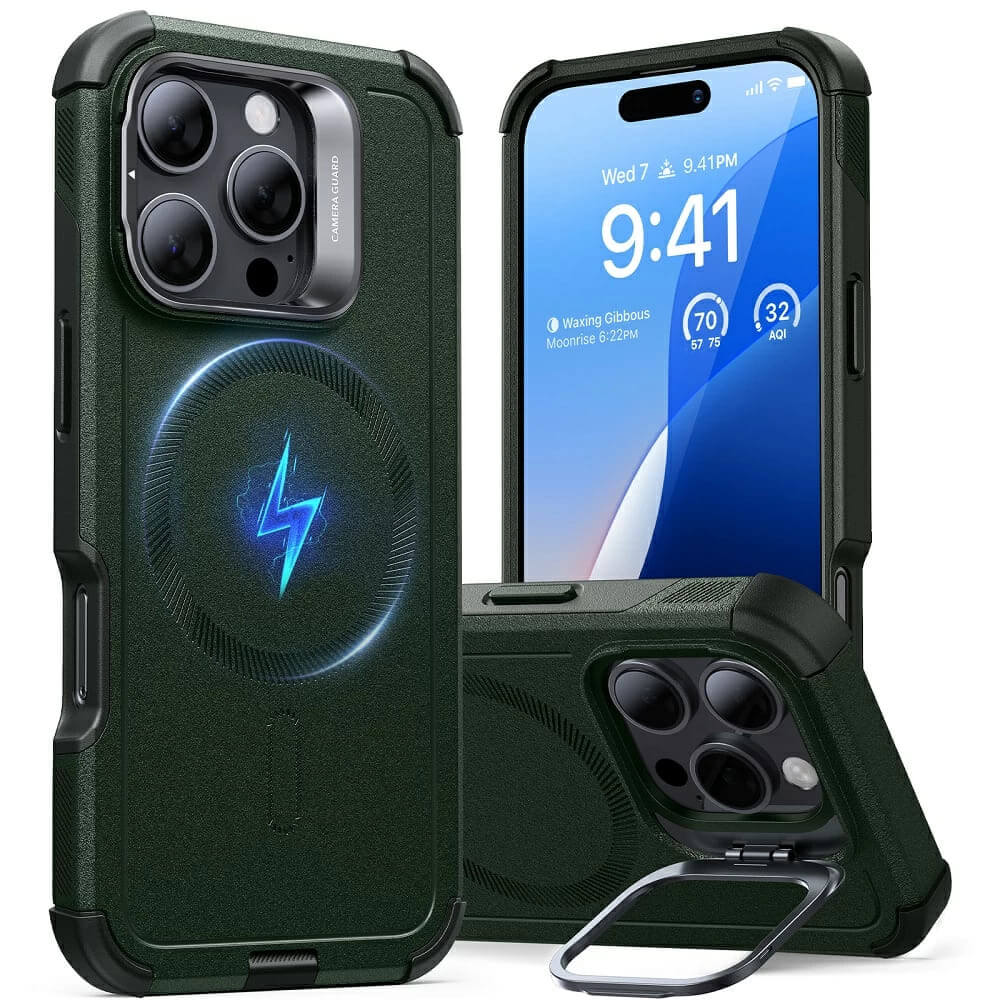 ESR iPhone 16 Pro Max Cyber Armor Kickstand Σκληρή Θήκη με Stand και MagSafe - Green