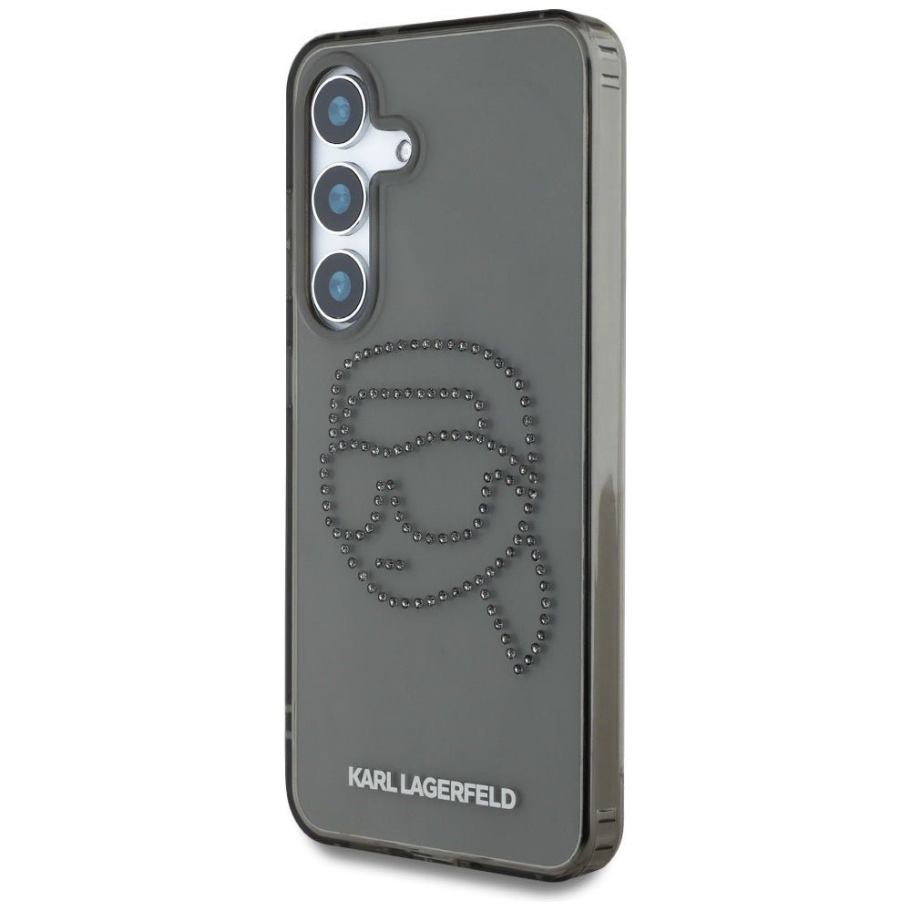 Karl Lagerfeld Samsung Galaxy S25 - Rhinestones Karl Head Logo - Σκληρή Θήκη με Πλαίσιο Σιλικόνης - Black - KLHCS25SHKHDCELK