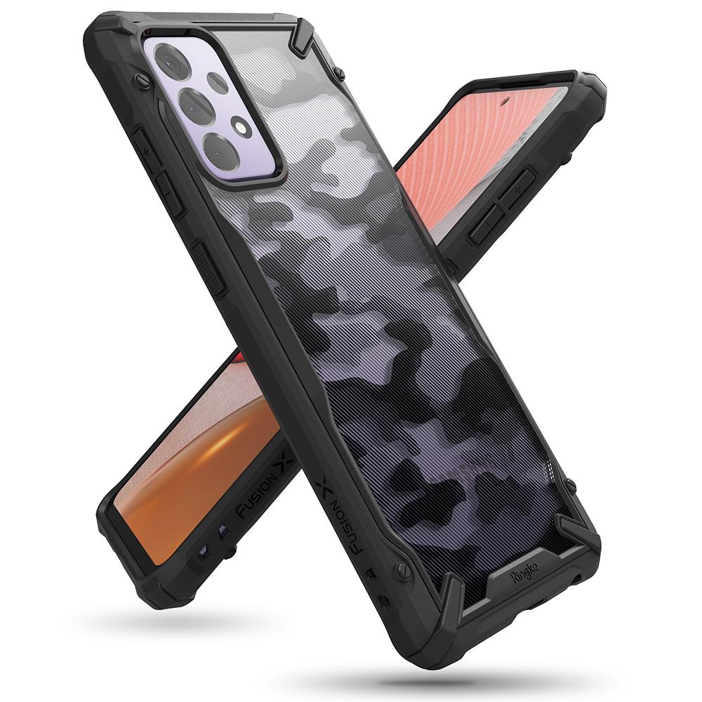Ringke Samsung Galaxy A72 / A72 5G Fusion X Σκληρή Θήκη με Πλαίσιο Σιλικόνης - Black / Camo