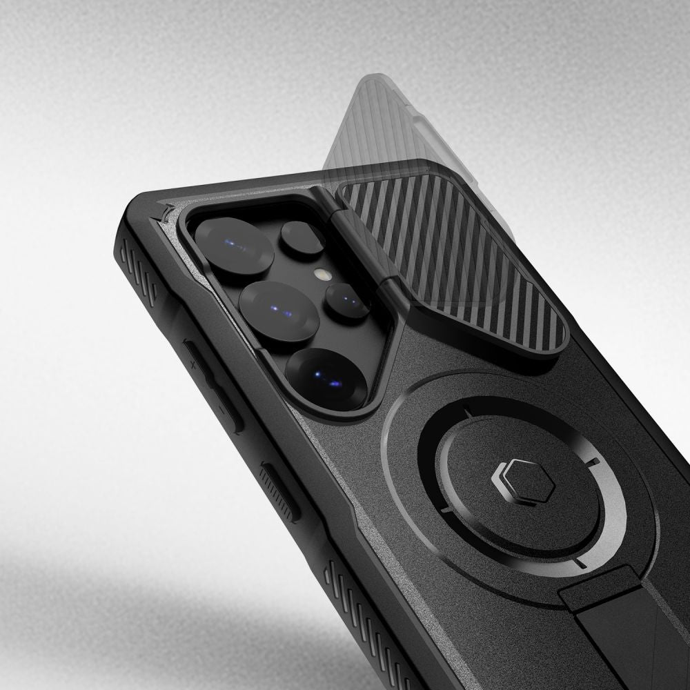 Tech - Protect Samsung Galaxy S25 Ultra - Kevlar MagSafe+ Σκληρή Θήκη με Προστασία για την Οθόνη / την Κάμερα και Stand - Black