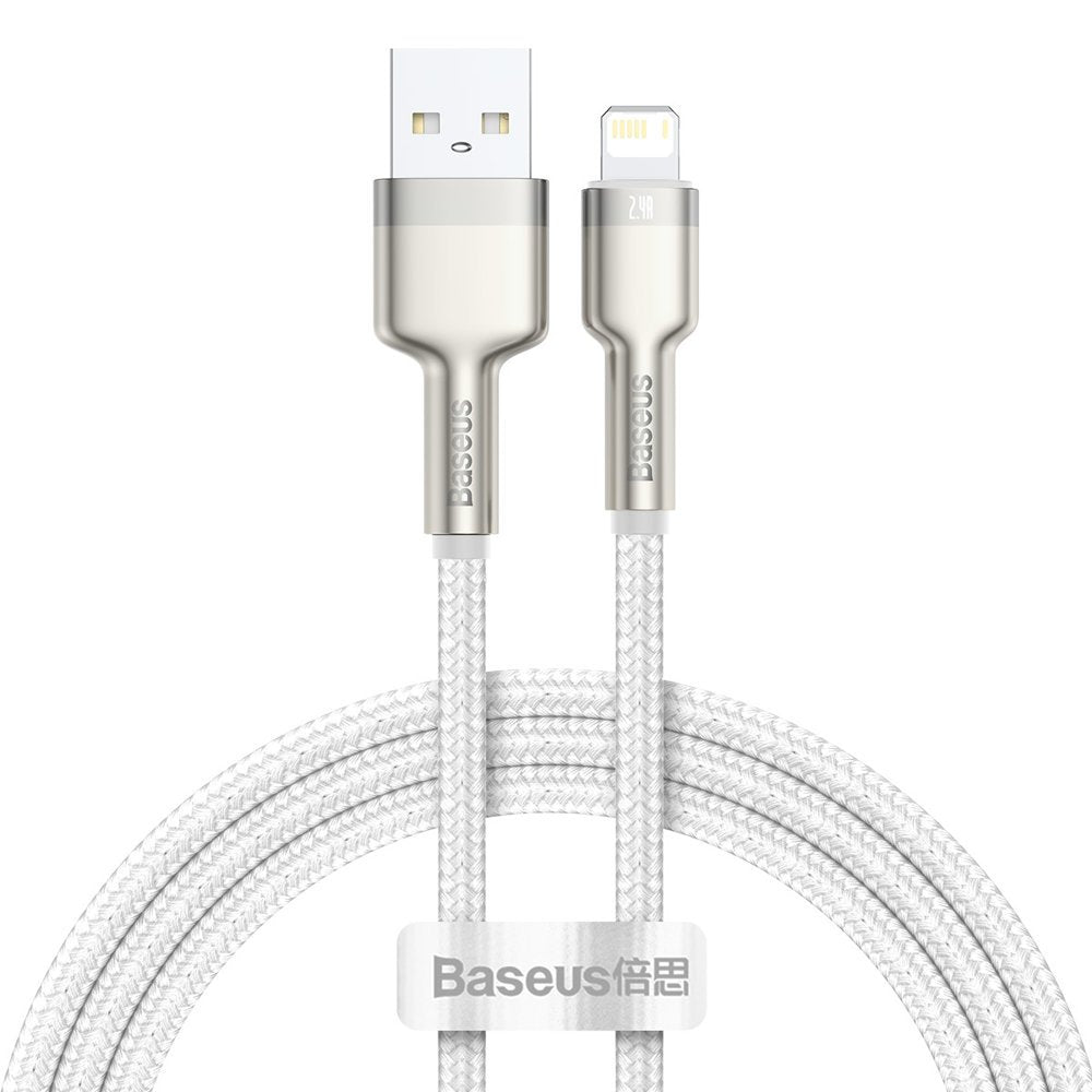 Baseus Cafule Metal Cable Lightning 2.4A - Καλώδιο Δεδομένων και Φόρτισης Lightning 1M - White - CALJK - A02