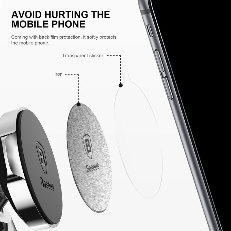 Baseus Magnet Iron Suit - Μεταλλικές Πλακέτες με Αυτοκόλλητο για Μαγνητικές Βάσεις Αυτοκινήτου - Silver - ACDR - A0S