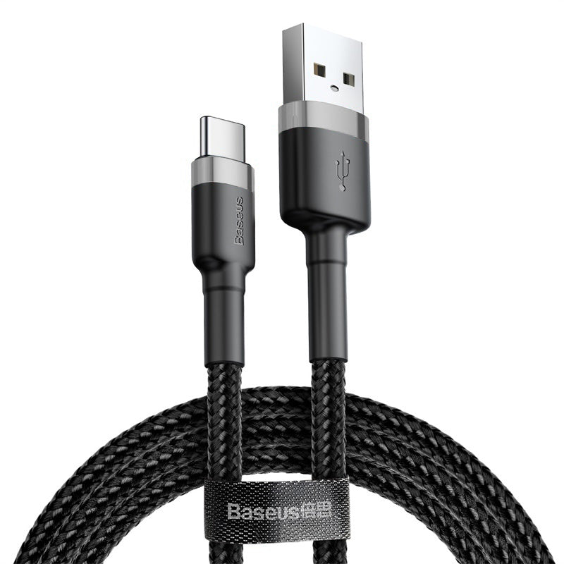 Baseus Cafule Cable Type - C 3A - Καλώδιο Γρήγορης Φόρτισης Type - C 1M - Black / Grey - CATKLF - BG1