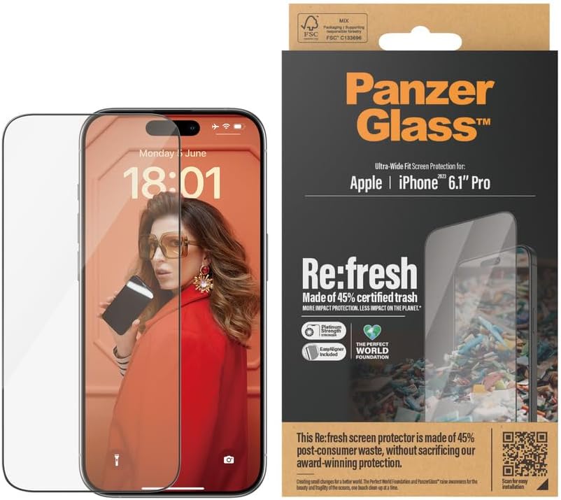 PanzerGlass iPhone 15 Pro Refresh Ultra - Wide Fit Easy Aligner Full Screen Αντιχαρακτικό Γυαλί Οθόνης - Black