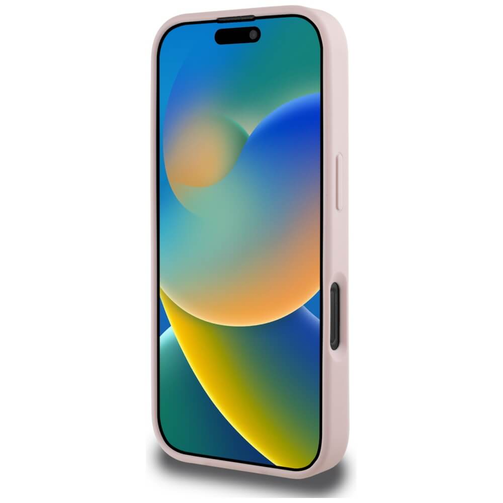 Guess iPhone 16 Pro Max - Grained Roses Big 4G Logo - Σκληρή Θήκη με Επένδυση από Οικολογικό Δέρμα - Pink - GUHCP16XPGROP4MP