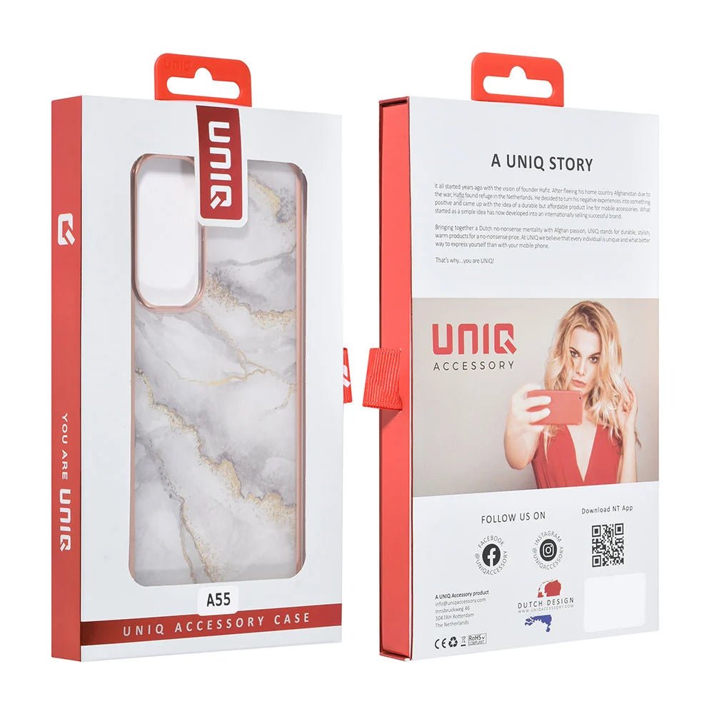 Tuniq Samsung Galaxy A55 5G - Σκληρή Θήκη με Πλαίσιο Σιλικόνης - Σχέδιο Μάρμαρο - Γκρί