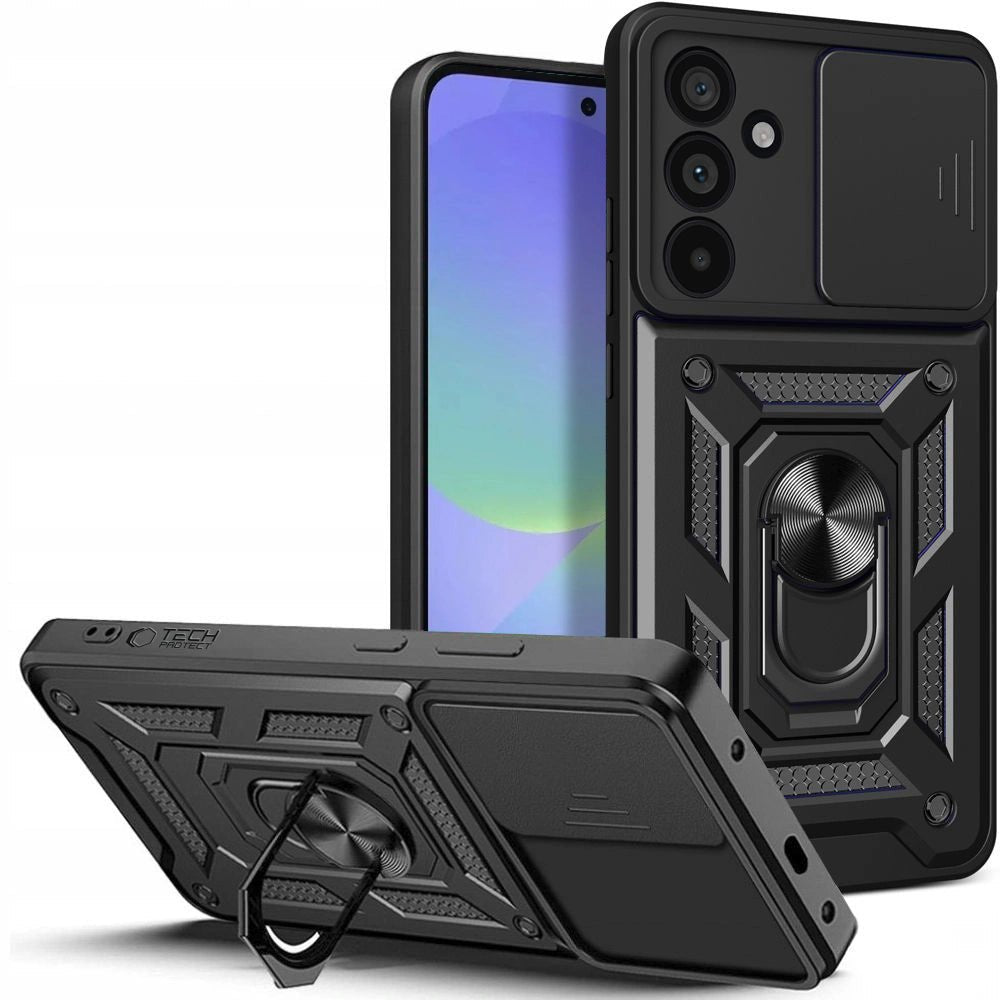 Tech - Protect Samsung Galaxy A36 5G Camshield Pro Σκληρή Θήκη με Πλαίσιο Σιλικόνης και Δαχτυλίδι Συγκράτησης - Black