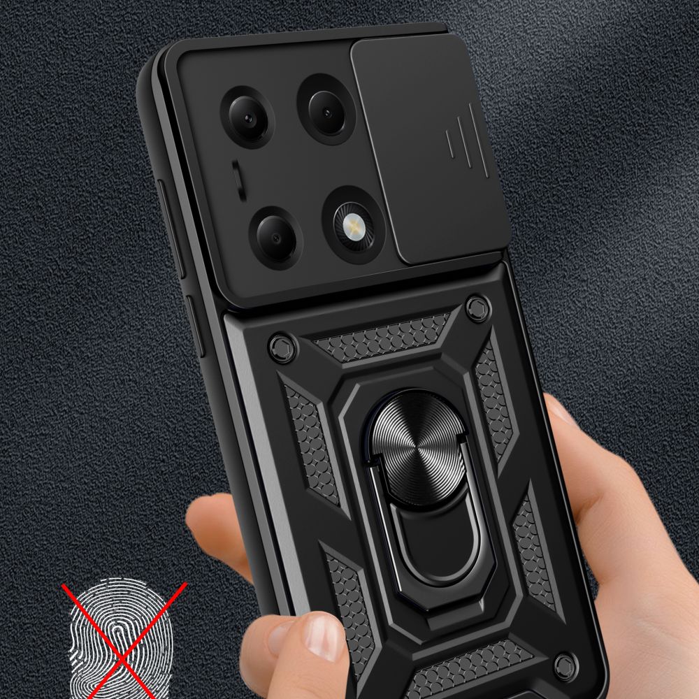 Tech - Protect Xiaomi Redmi Note 13 Pro 4G / Poco M6 Pro 4G Camshield Pro Σκληρή Θήκη με Πλαίσιο Σιλικόνης και Δαχτυλίδι Συγκράτησης - Black