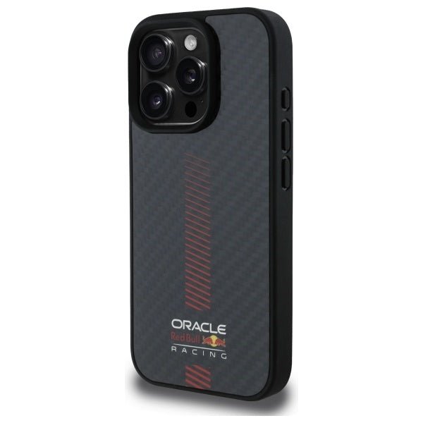 Red Bull iPhone 16 Pro - Carbon Fiber Power Bar - MagSafe Σκληρή Θήκη με Πλαίσιο Σιλικόνης - Black - RBHMP16L24CFGSMK